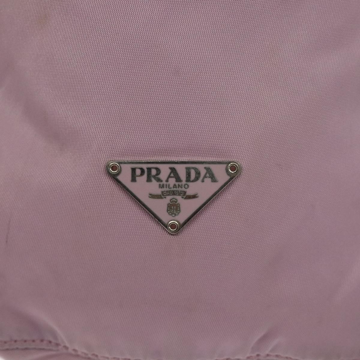 PRADA Pouch Nylon Pink Silver Auth 129576