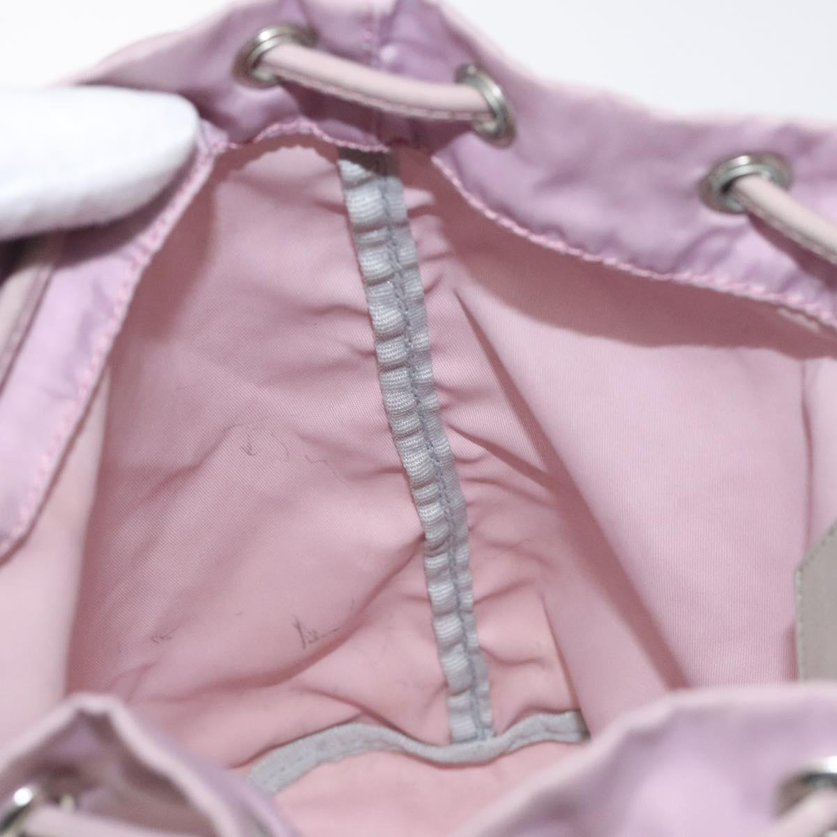 PRADA Pouch Nylon Pink Silver Auth 129576