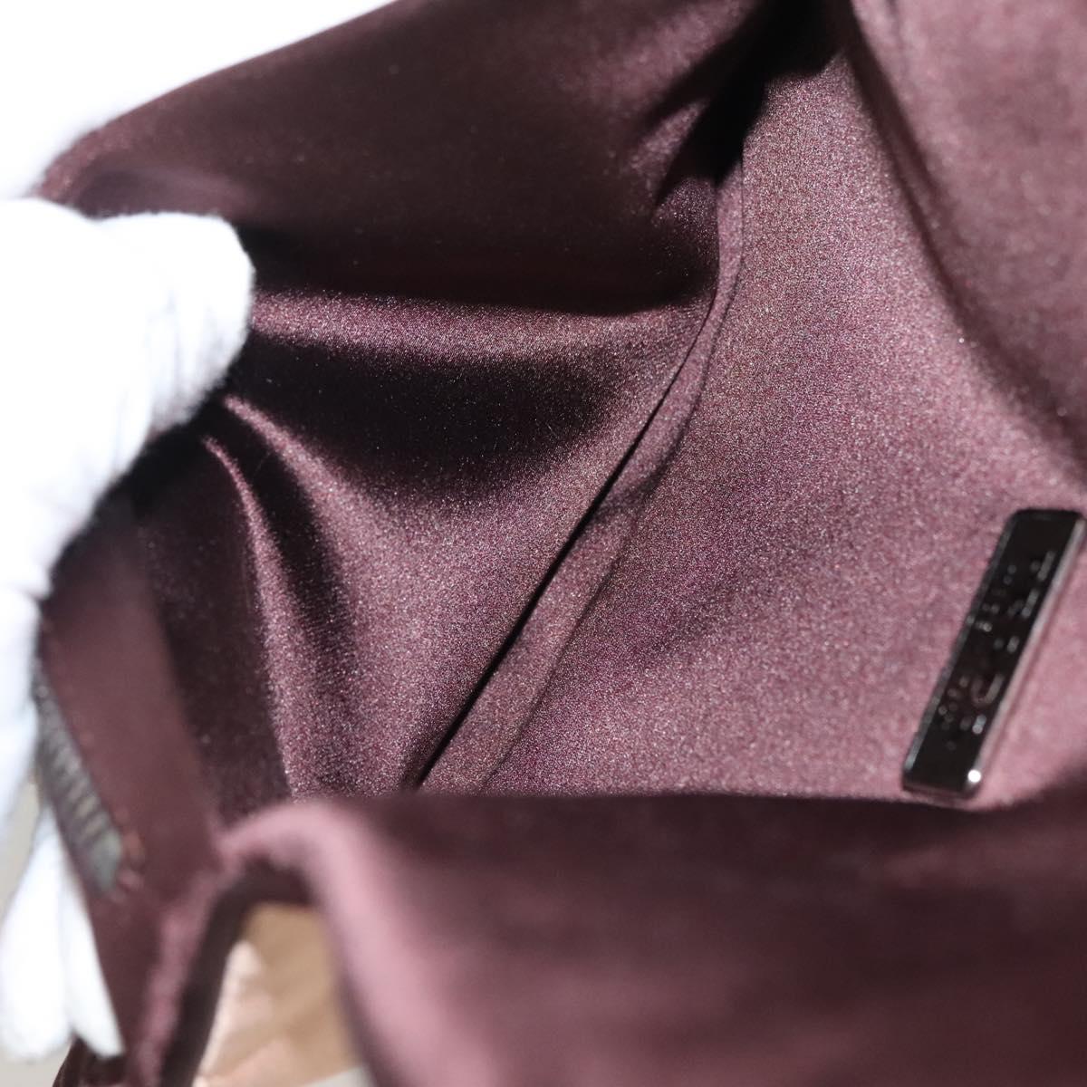 PRADA Pouch Satin Beige Auth 129577