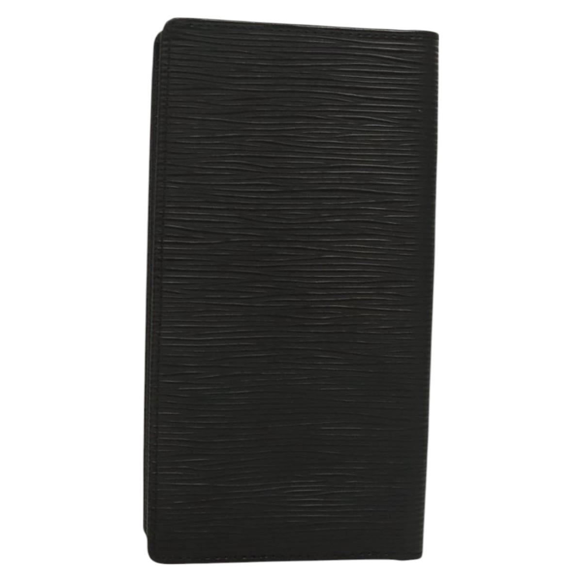 LOUIS VUITTON Epi Porte Cartes Credit Long Wallet Black M63212 LV Auth 129580