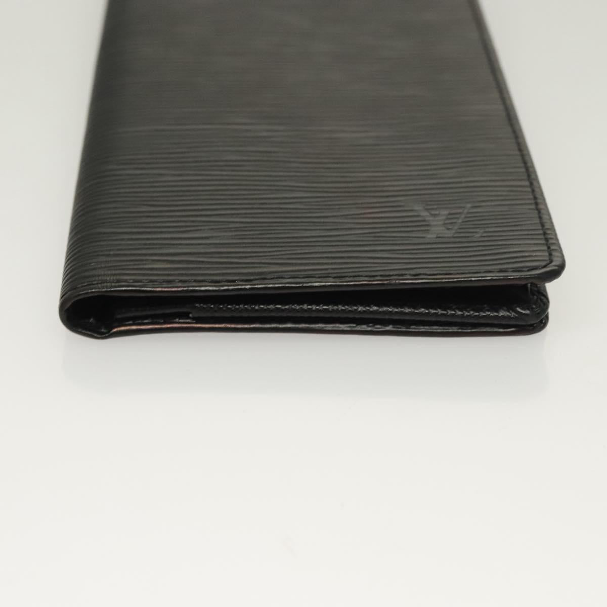 LOUIS VUITTON Epi Porte Cartes Credit Long Wallet Black M63212 LV Auth 129580