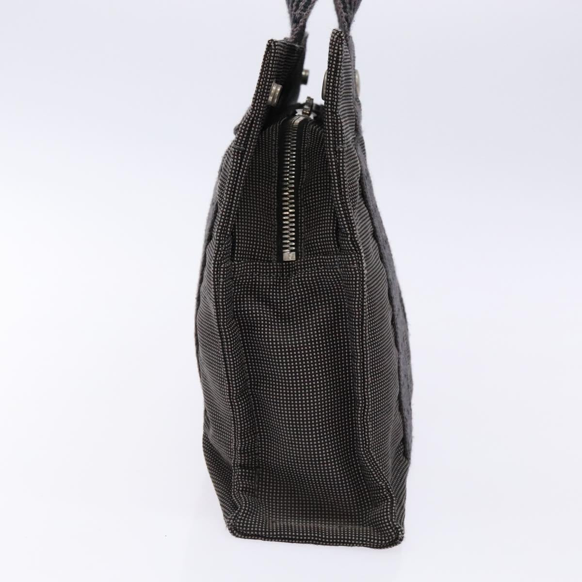 HERMES Her Line PM Hand Bag Canvas Gray Silver Auth 129601