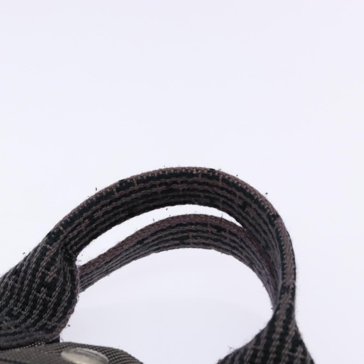 HERMES Her Line PM Hand Bag Canvas Gray Silver Auth 129601