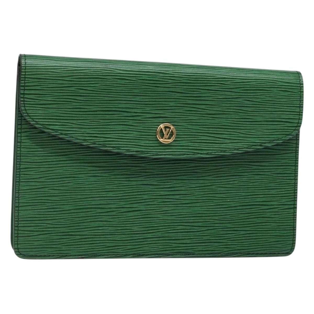 LOUIS VUITTON Epi Montaigne 23 Clutch Bag Green M52664 LV Auth 129609