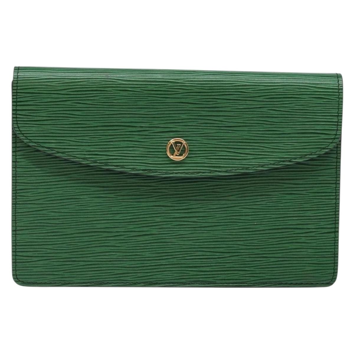 LOUIS VUITTON Epi Montaigne 23 Clutch Bag Green M52664 LV Auth 129609