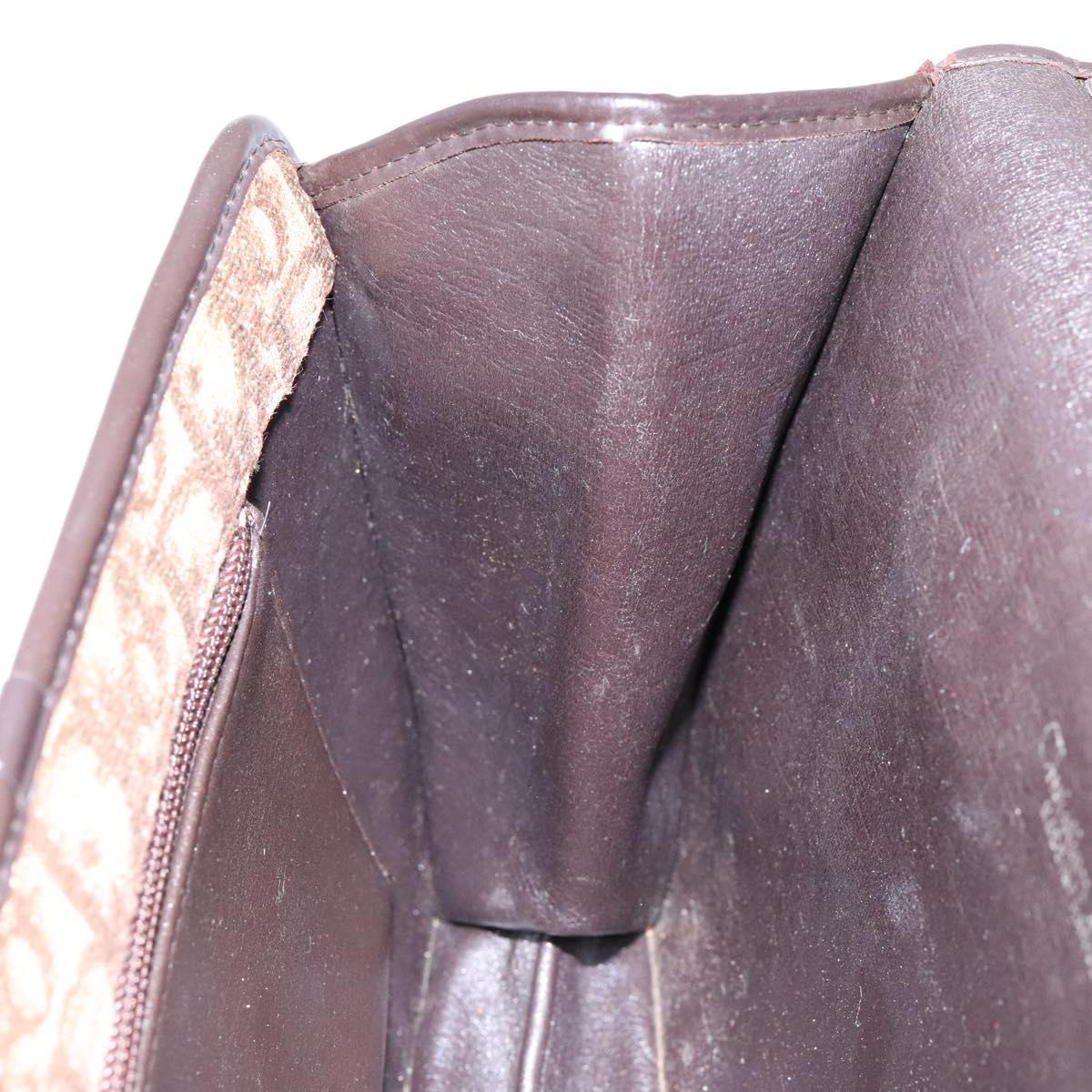 Christian Dior Trotter Canvas Shoulder Bag Brown Gold Auth 129621