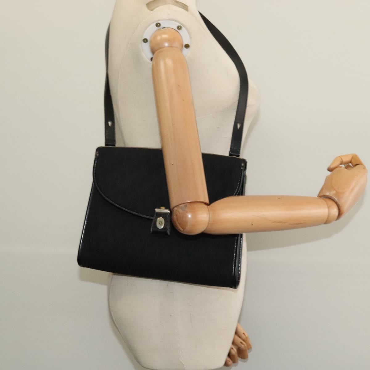 Christian Dior Trotter Canvas Shoulder Bag Black Gold Auth 129624