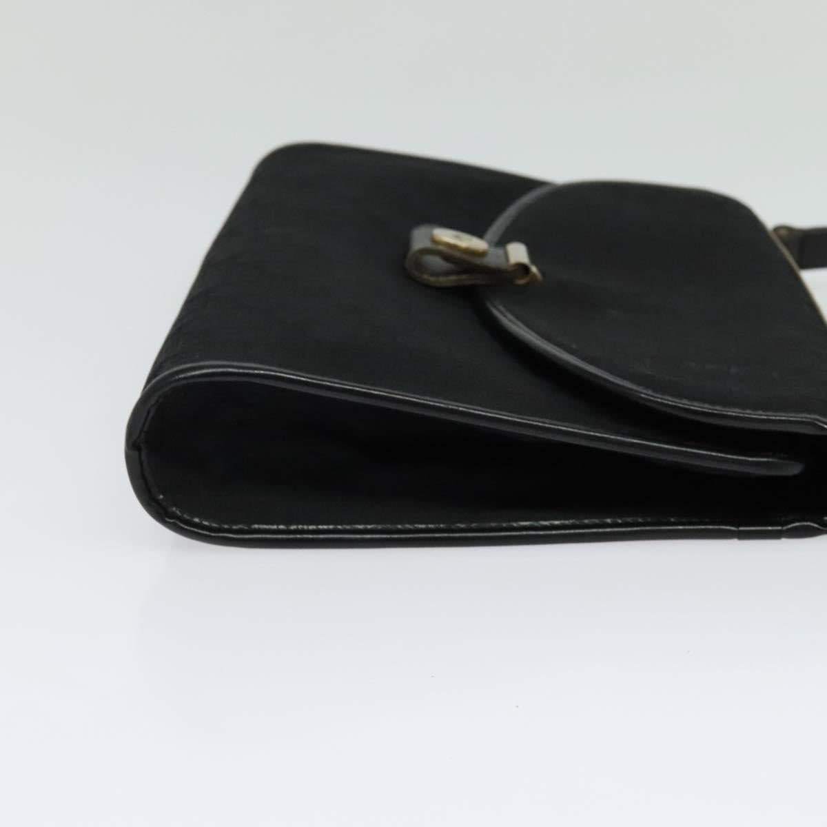 Christian Dior Trotter Canvas Shoulder Bag Black Gold Auth 129624