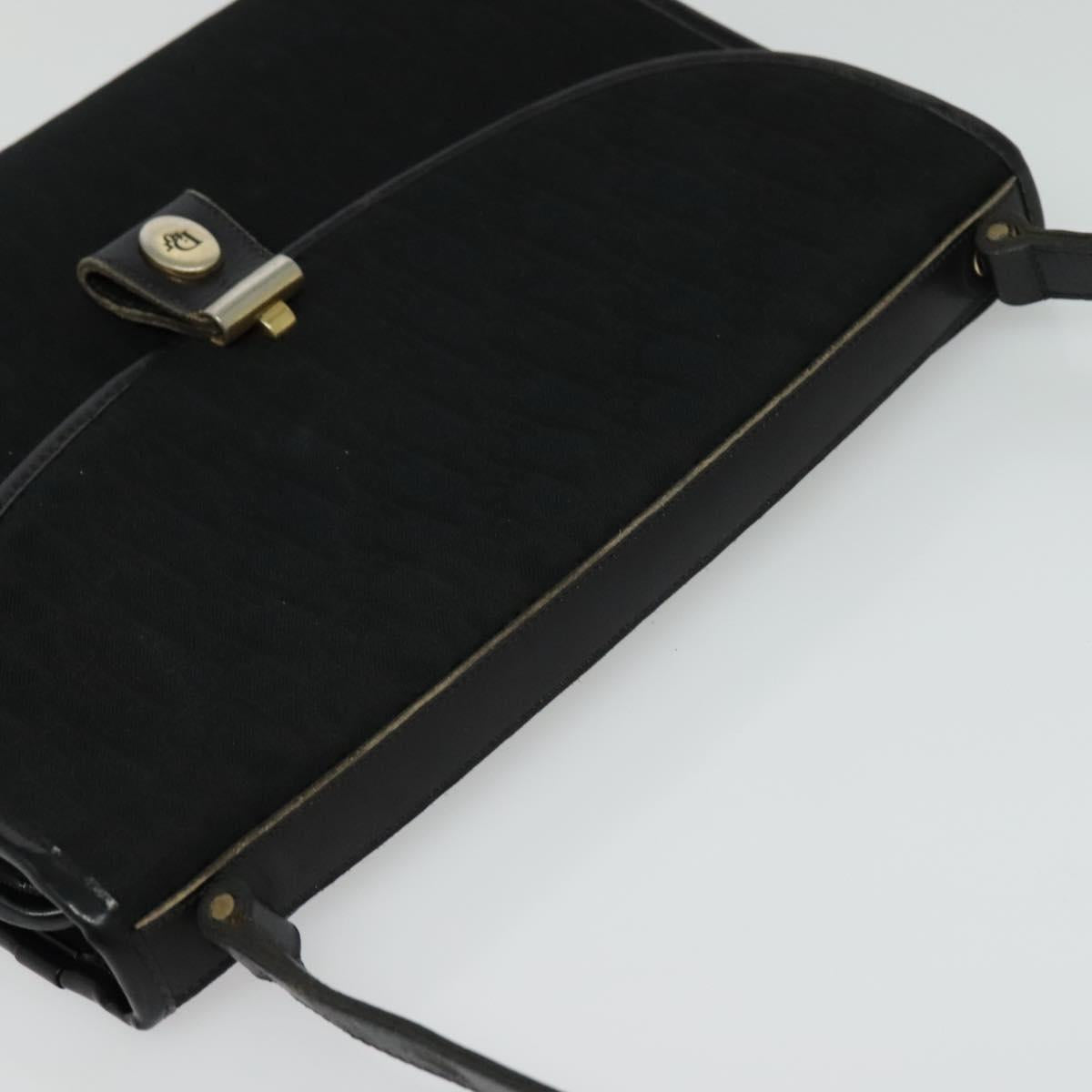 Christian Dior Trotter Canvas Shoulder Bag Black Gold Auth 129624