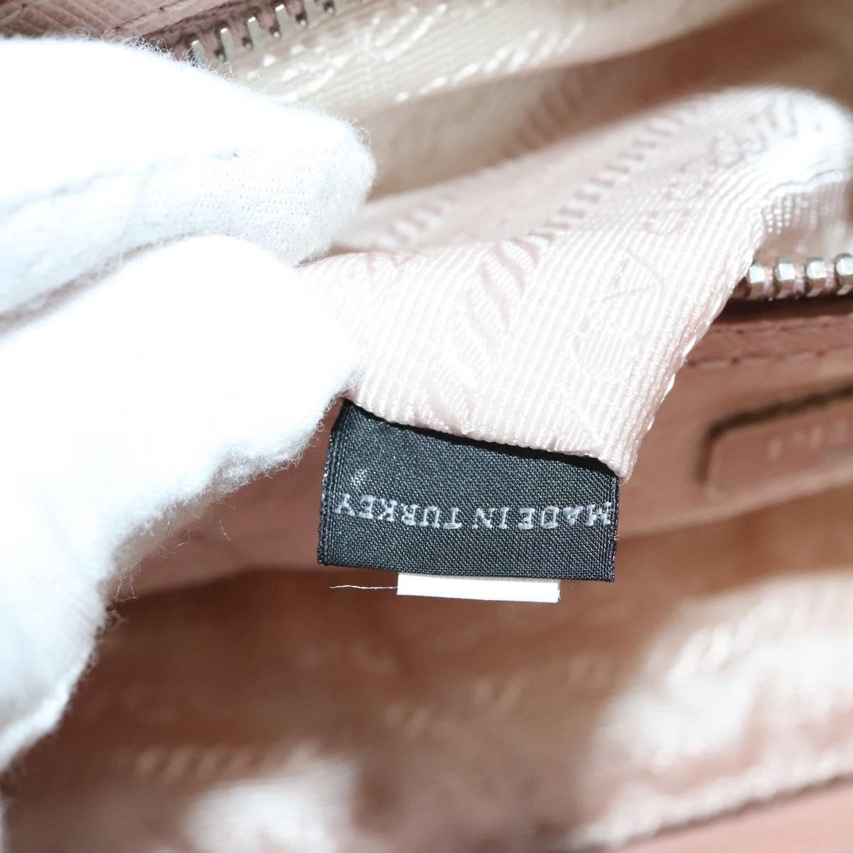 PRADA Chain Shoulder Bag Nylon 2way Pink Silver Auth 129644