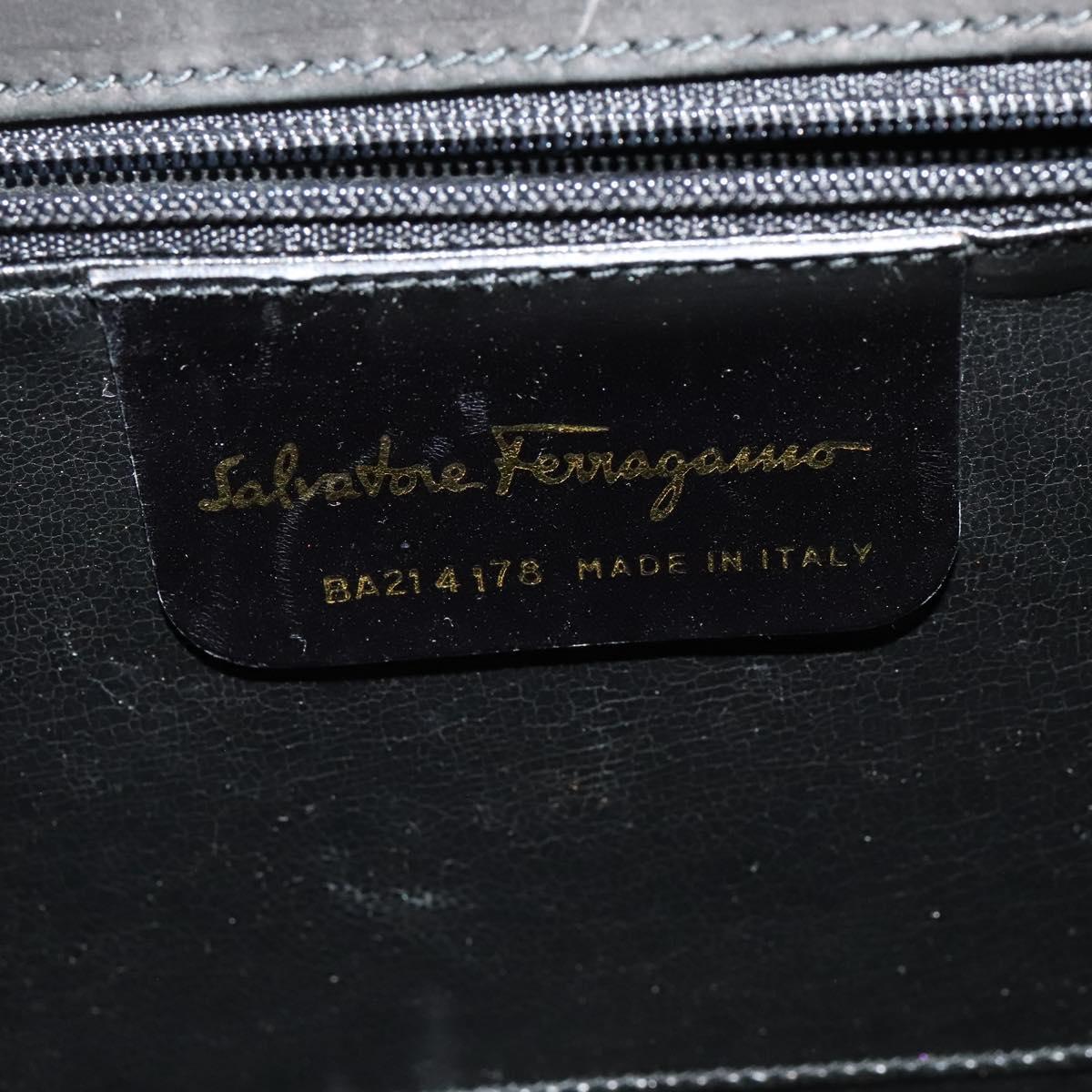 Salvatore Ferragamo Hand Bag Suede 2way Black Silver Auth 129645