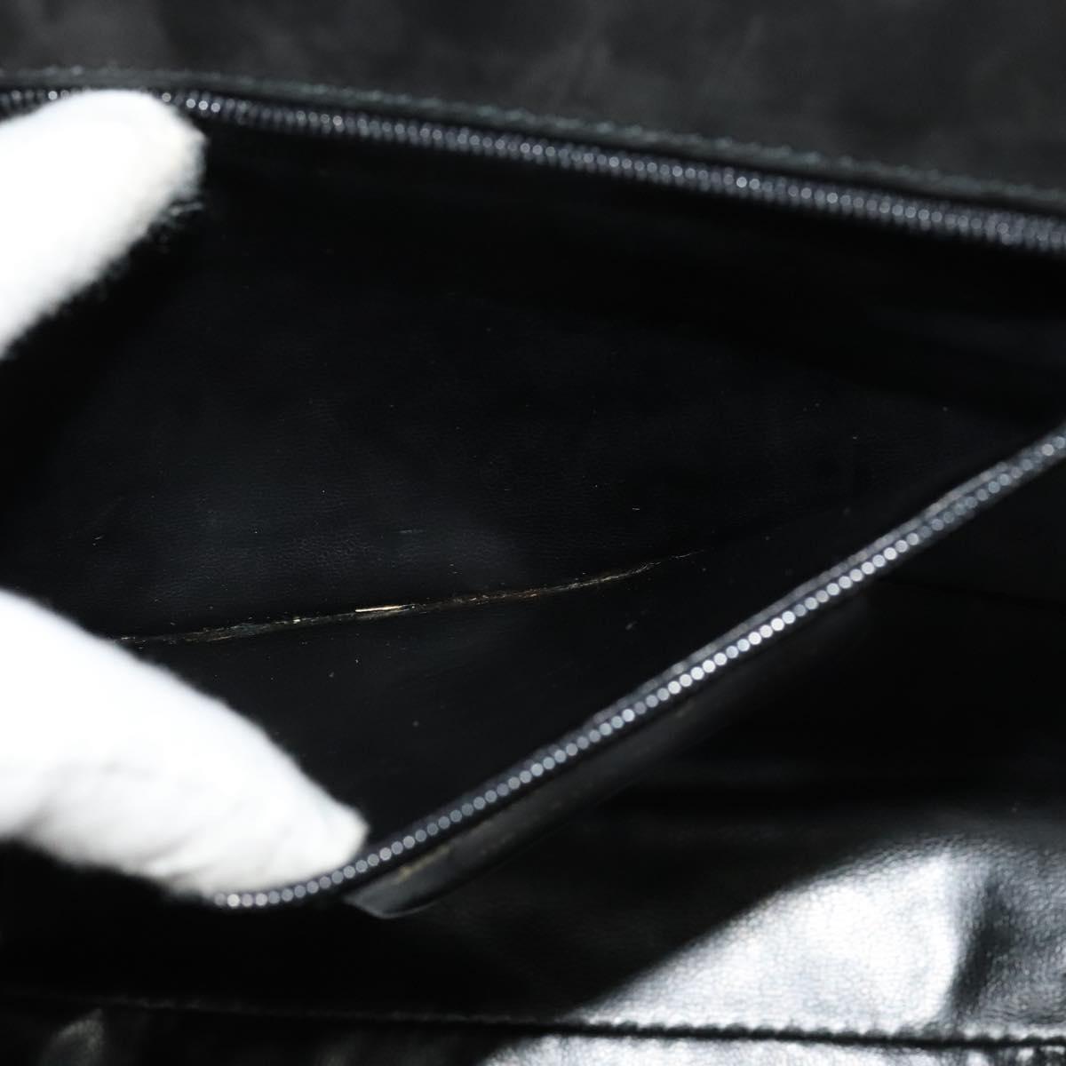 Salvatore Ferragamo Hand Bag Suede 2way Black Silver Auth 129645
