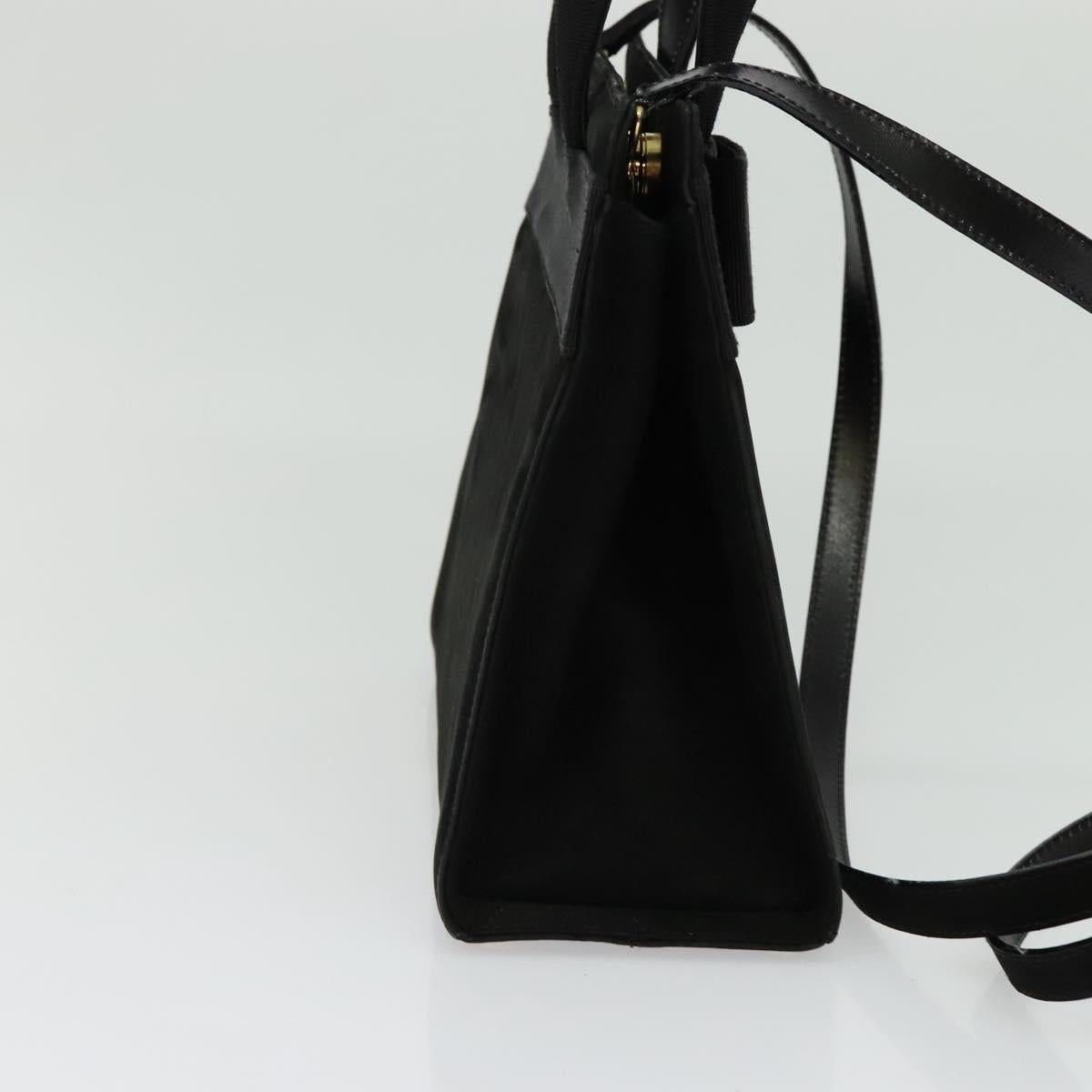 Salvatore Ferragamo Hand Bag Suede 2way Black Silver Auth 129645