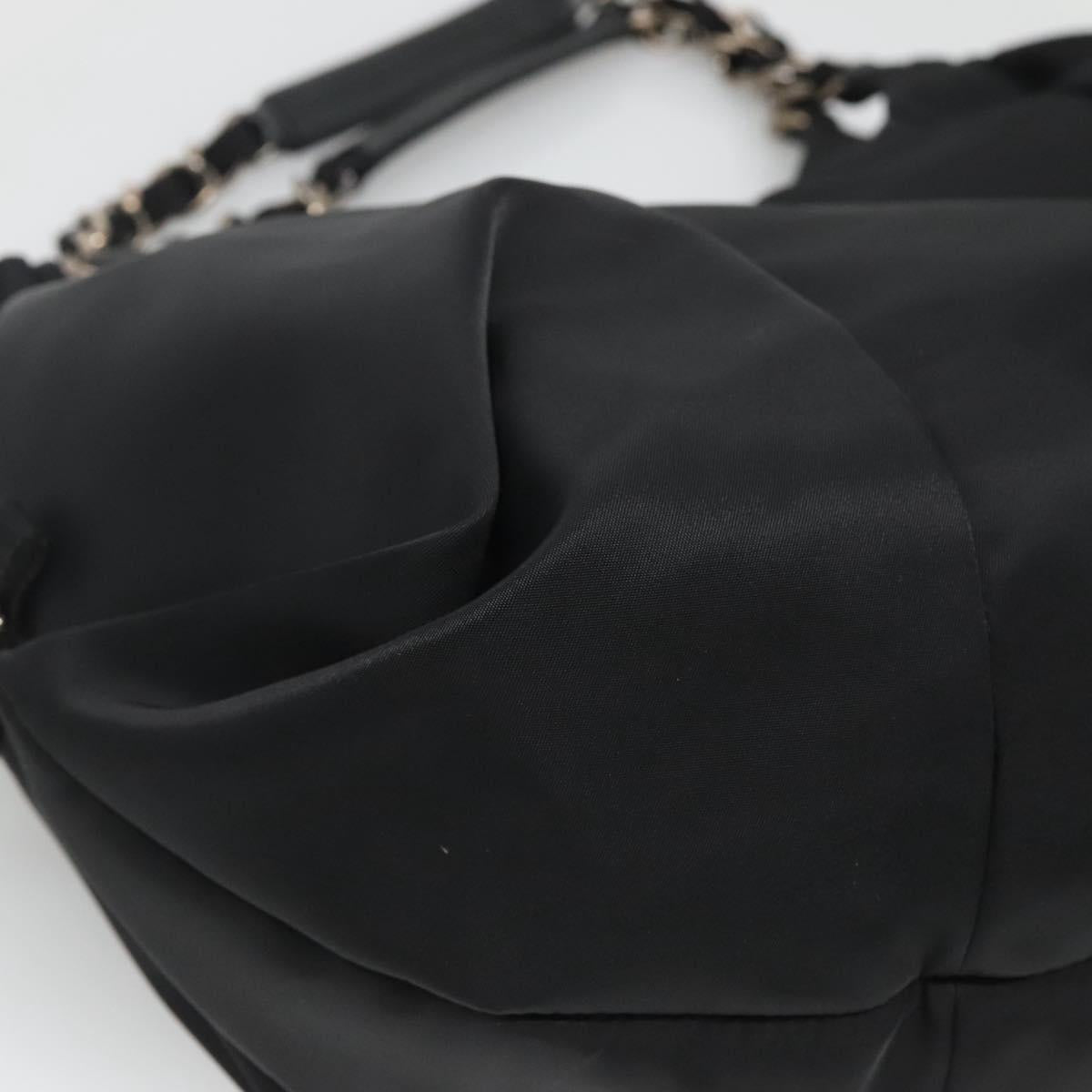 Salvatore Ferragamo Chain Shoulder Bag Nylon Black Auth 129646