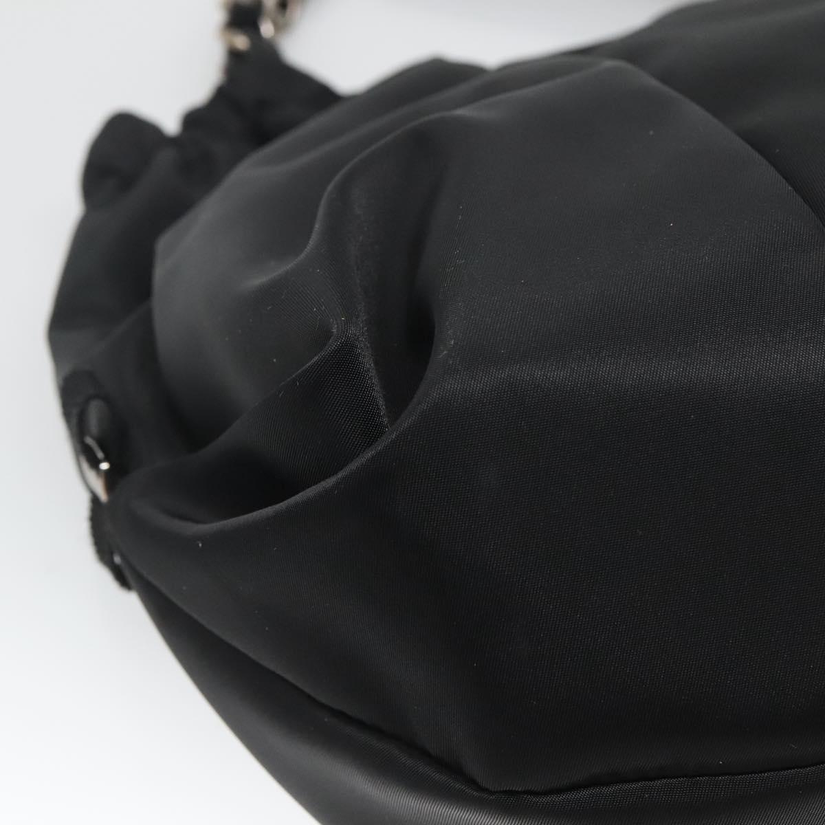 Salvatore Ferragamo Chain Shoulder Bag Nylon Black Auth 129646