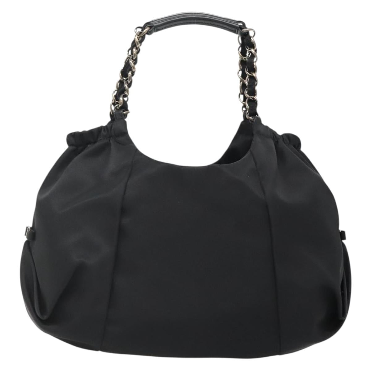Salvatore Ferragamo Chain Shoulder Bag Nylon Black Auth 129646
