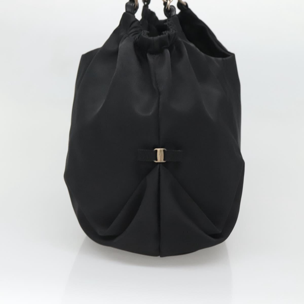 Salvatore Ferragamo Chain Shoulder Bag Nylon Black Auth 129646