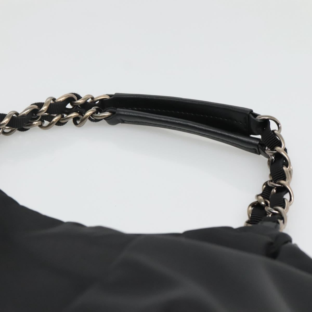Salvatore Ferragamo Chain Shoulder Bag Nylon Black Auth 129646