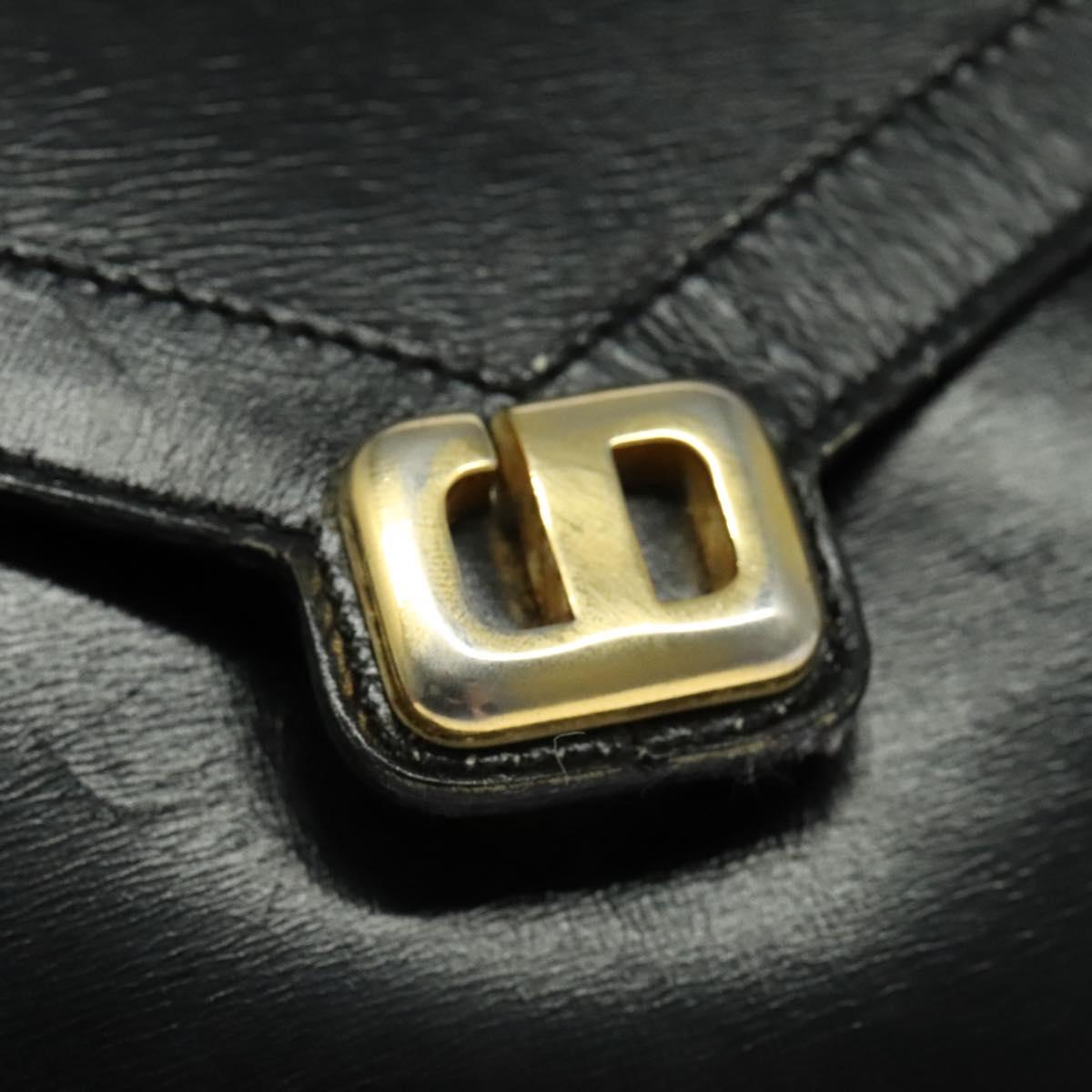 Christian Dior Shoulder Bag Leather Black Gold Auth 129647