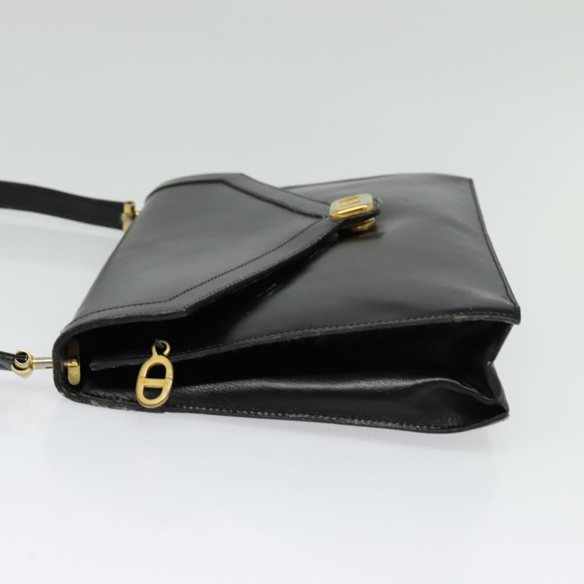 Christian Dior Shoulder Bag Leather Black Gold Auth 129647