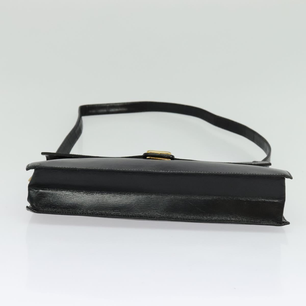 Christian Dior Shoulder Bag Leather Black Gold Auth 129647