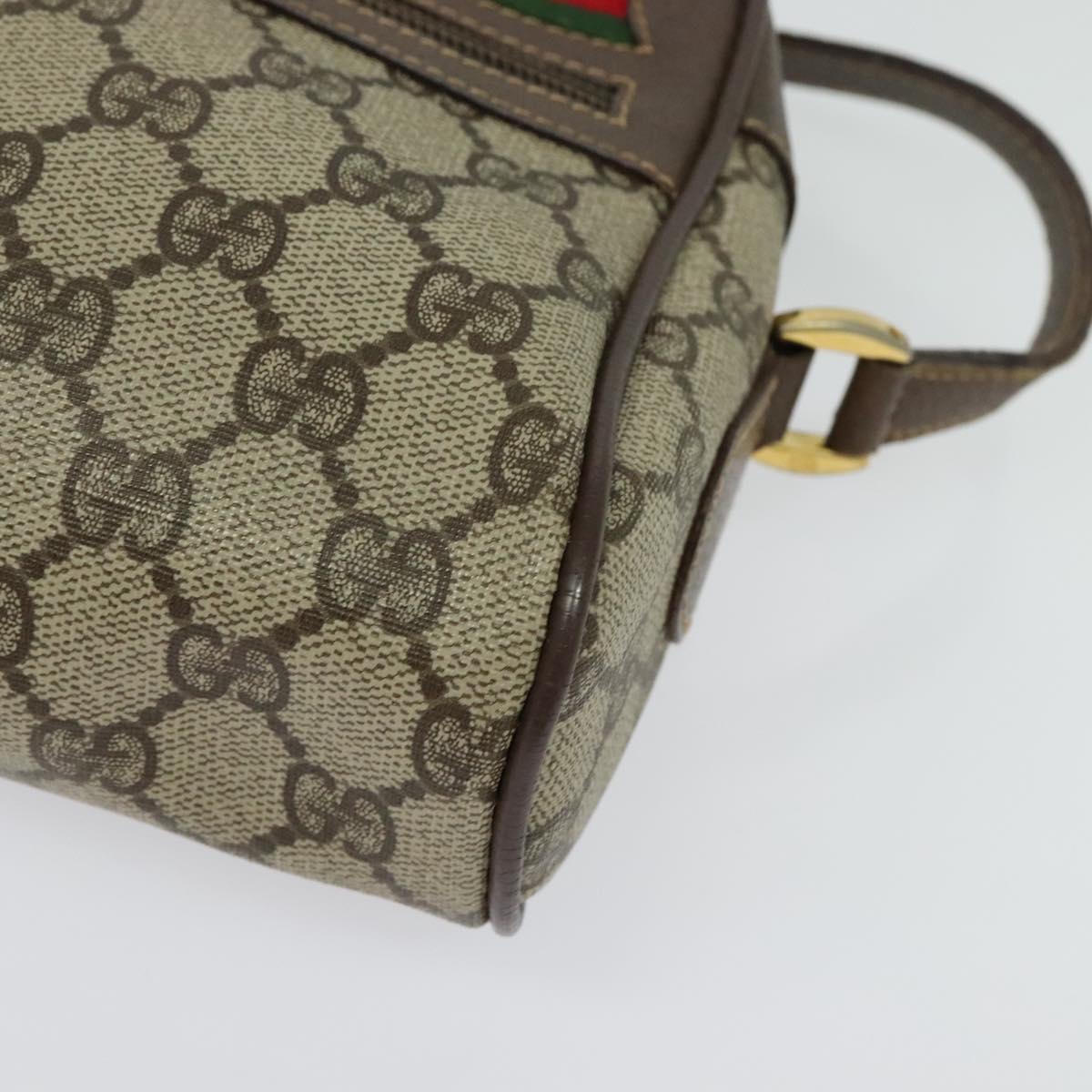 GUCCI GG Supreme Web Sherry Line Shoulder Bag PVC Beige Gold Auth 129651
