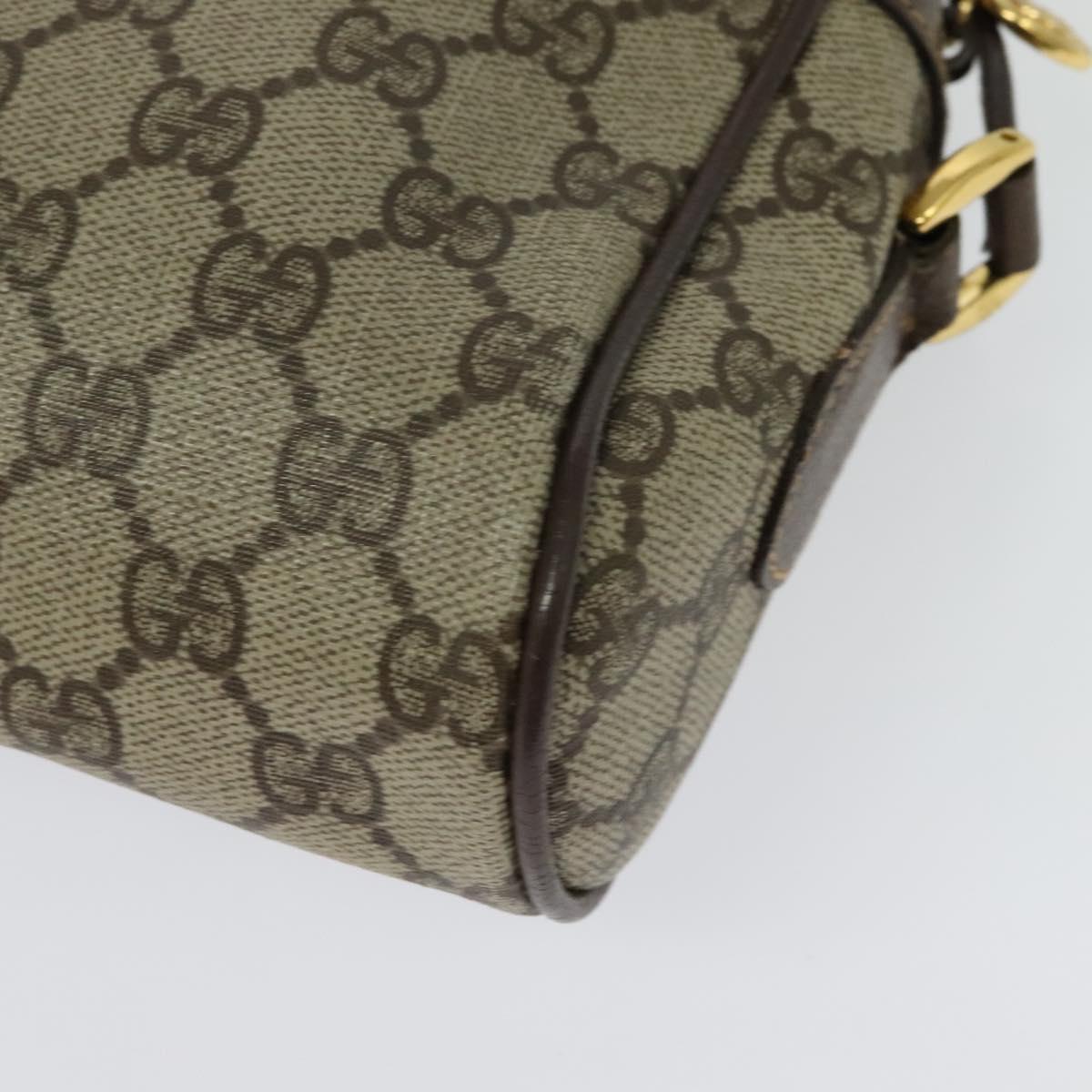 GUCCI GG Supreme Web Sherry Line Shoulder Bag PVC Beige Gold Auth 129651