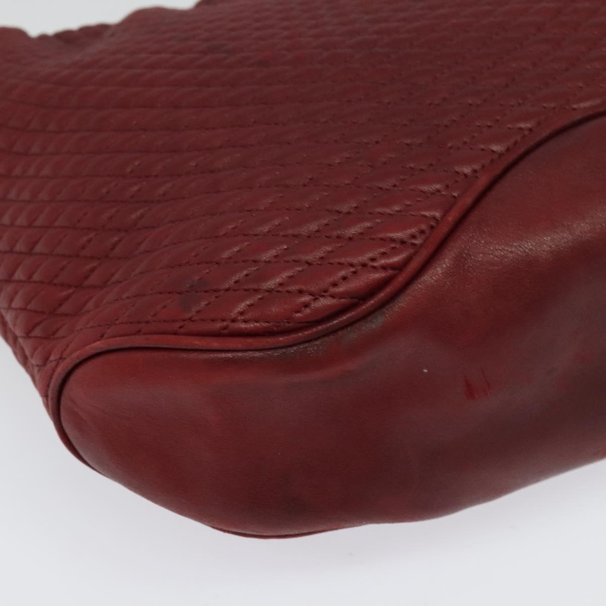 BALLY Shoulder Bag Leather Red Gold Auth 129654