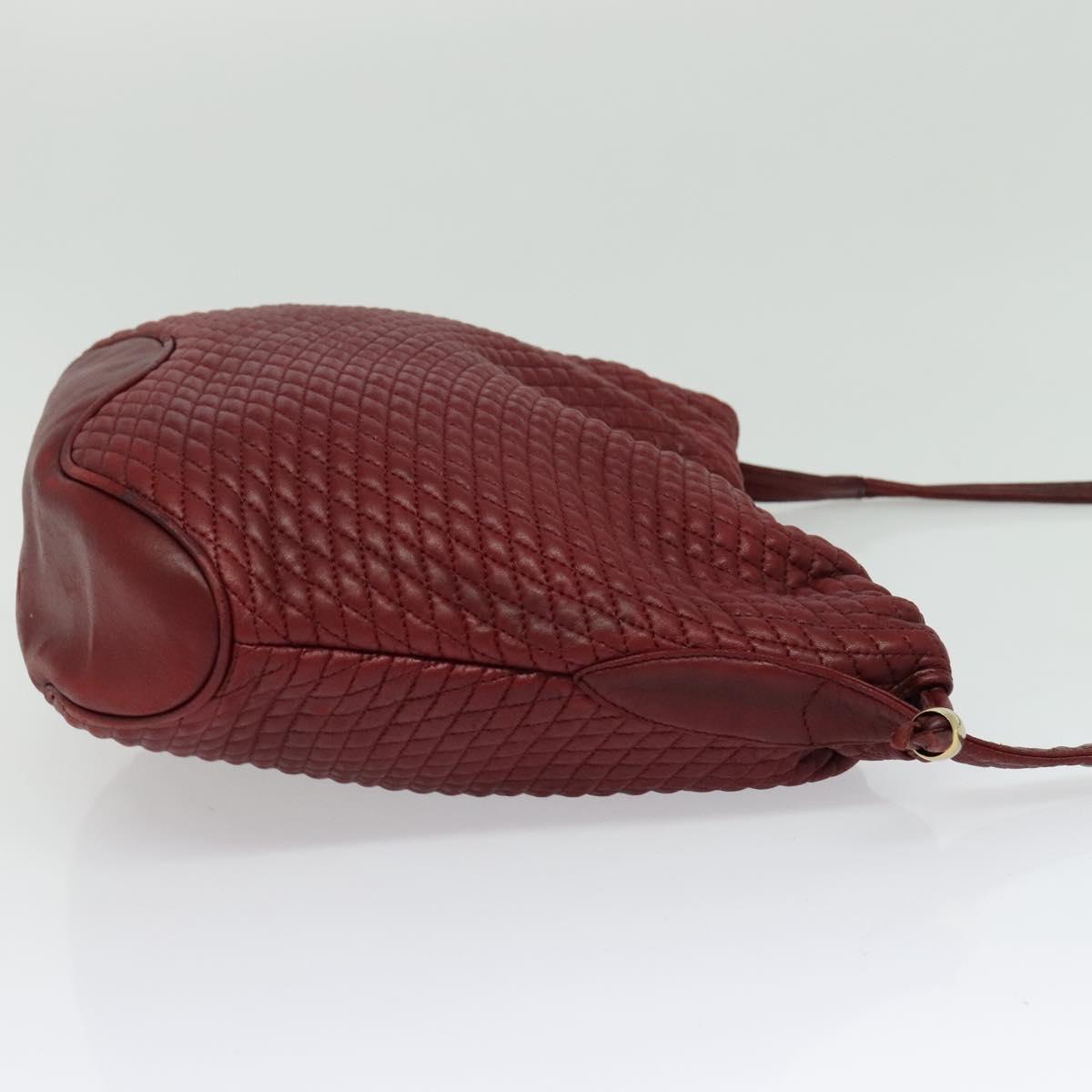 BALLY Shoulder Bag Leather Red Gold Auth 129654
