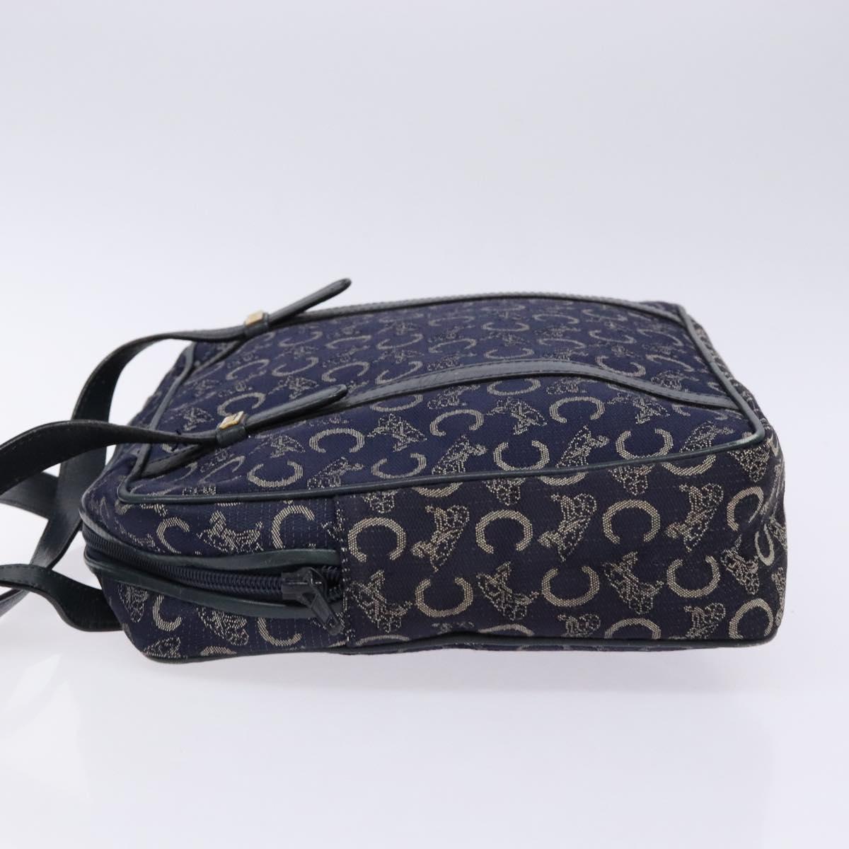 CELINE Sulky Hand Bag Canvas Navy Auth 129685