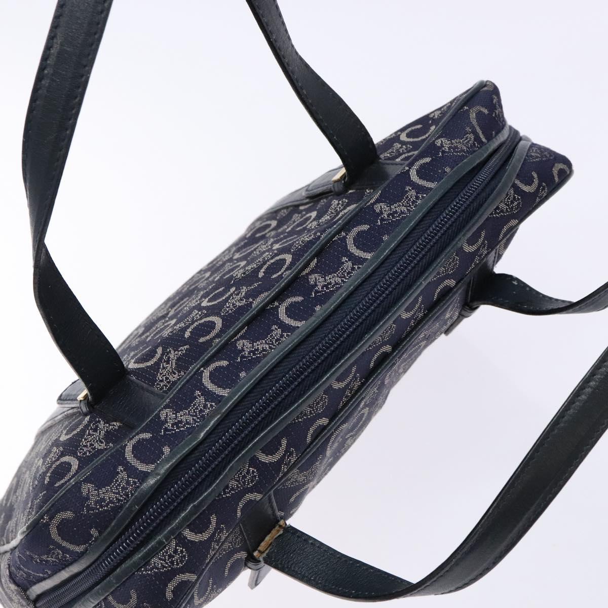 CELINE Sulky Hand Bag Canvas Navy Auth 129685