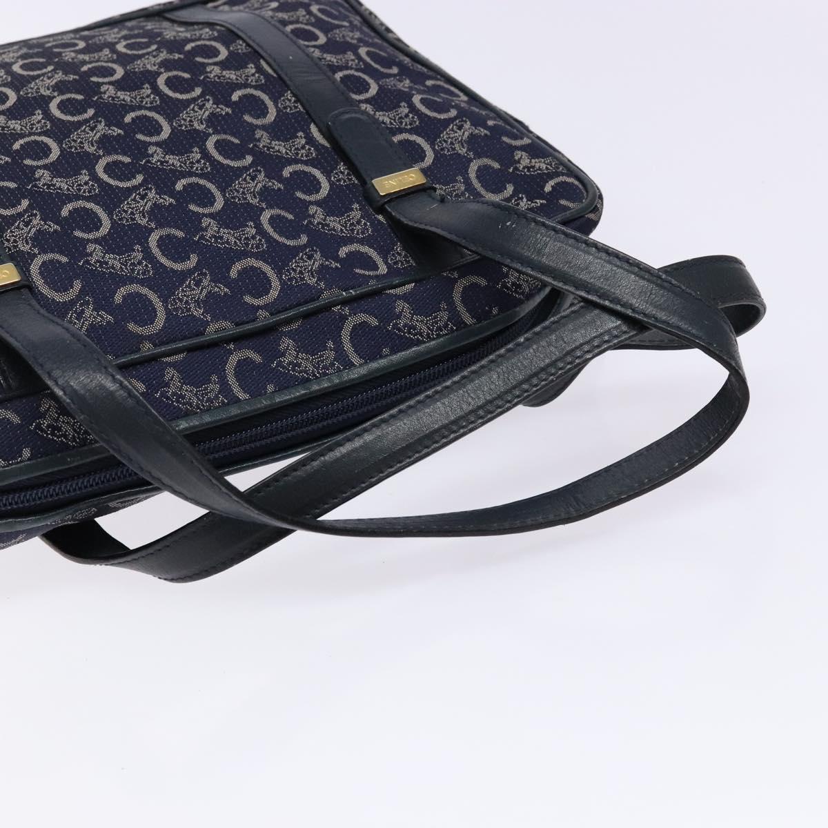 CELINE Sulky Hand Bag Canvas Navy Auth 129685