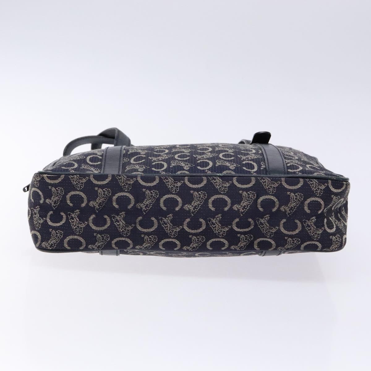 CELINE Sulky Hand Bag Canvas Navy Auth 129685