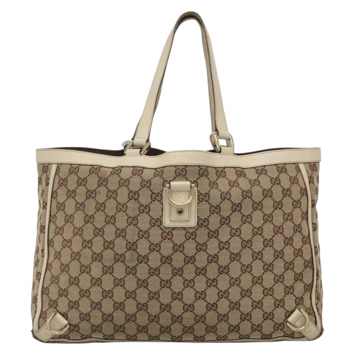 GUCCI GG Canvas Abbey Tote Bag Beige Gold 141472 Auth 129687