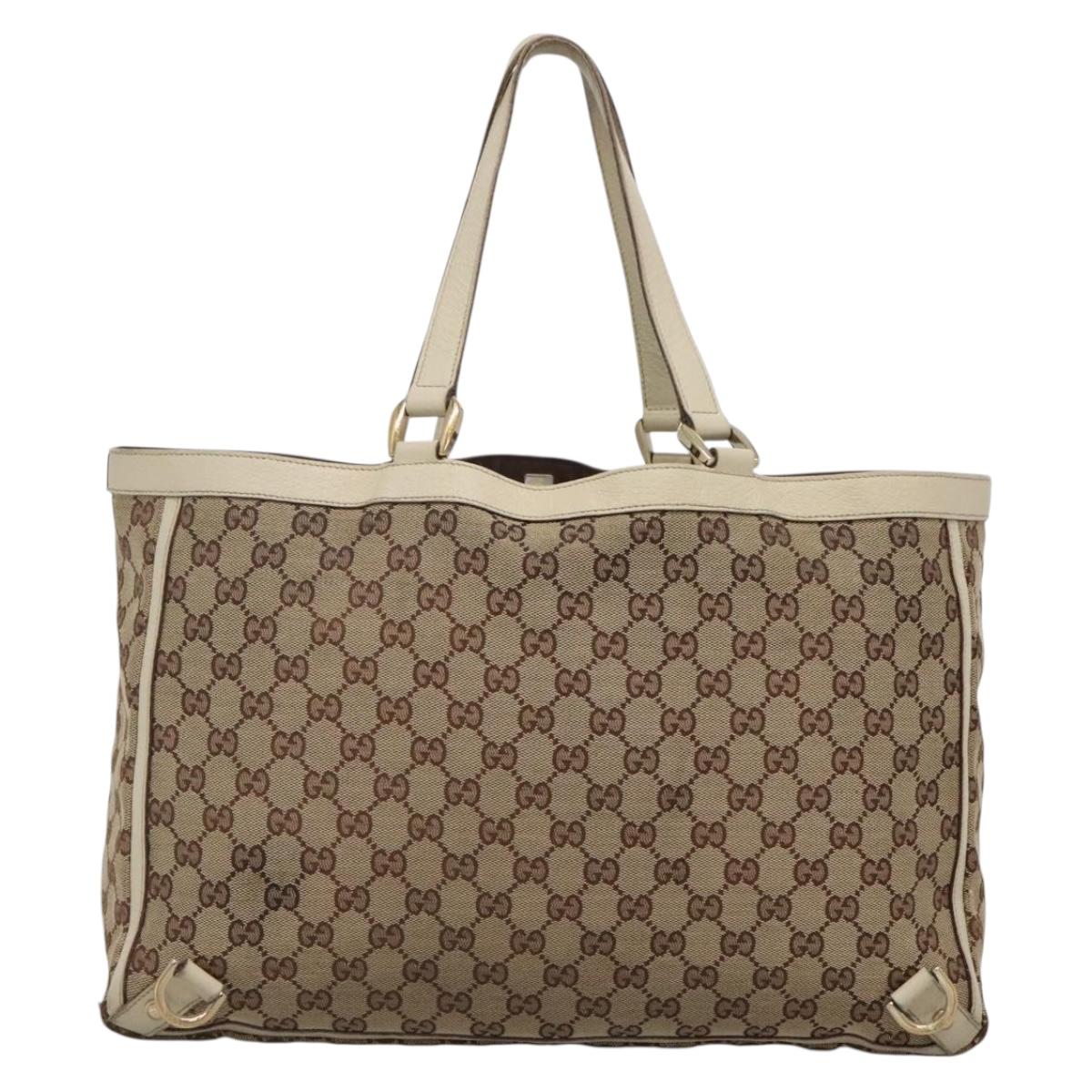 GUCCI GG Canvas Abbey Tote Bag Beige Gold 141472 Auth 129687