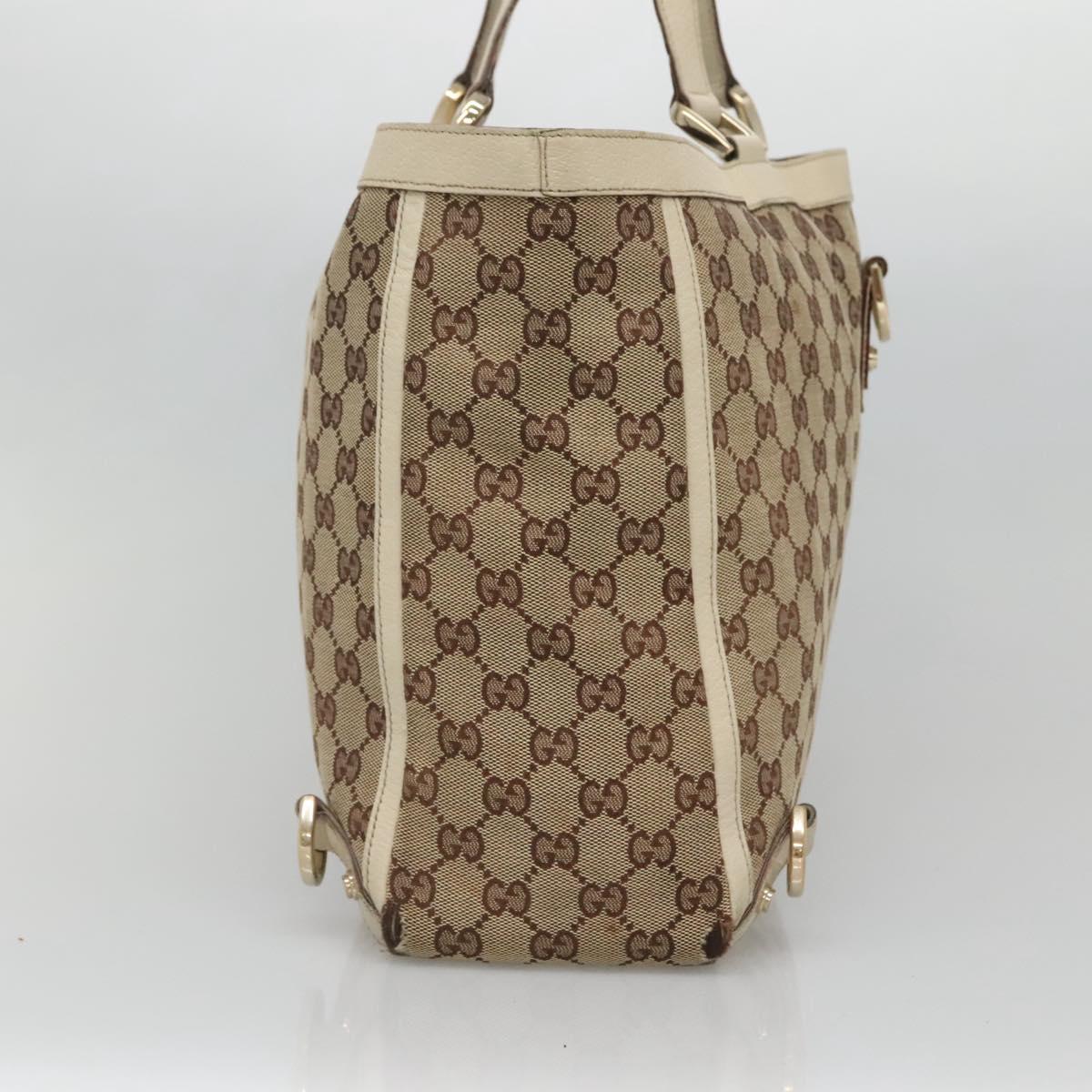 GUCCI GG Canvas Abbey Tote Bag Beige Gold 141472 Auth 129687