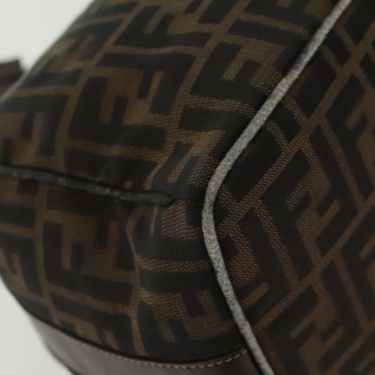 FENDI Zucca Canvas Vanity Pouch Black Brown Auth 129688