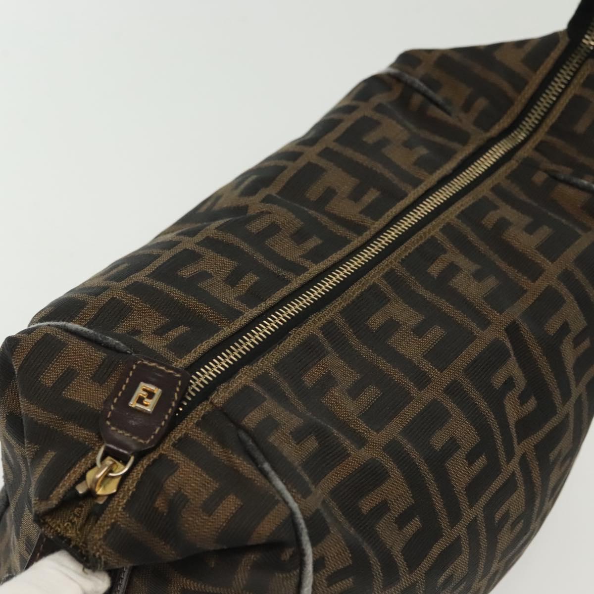 FENDI Zucca Canvas Vanity Pouch Black Brown Auth 129688