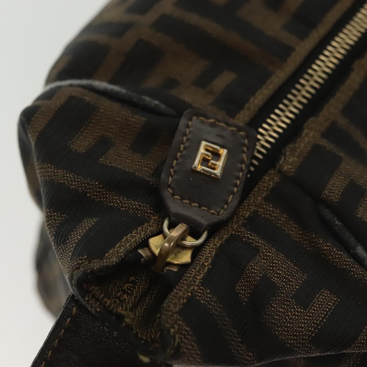 FENDI Zucca Canvas Vanity Pouch Black Brown Auth 129688
