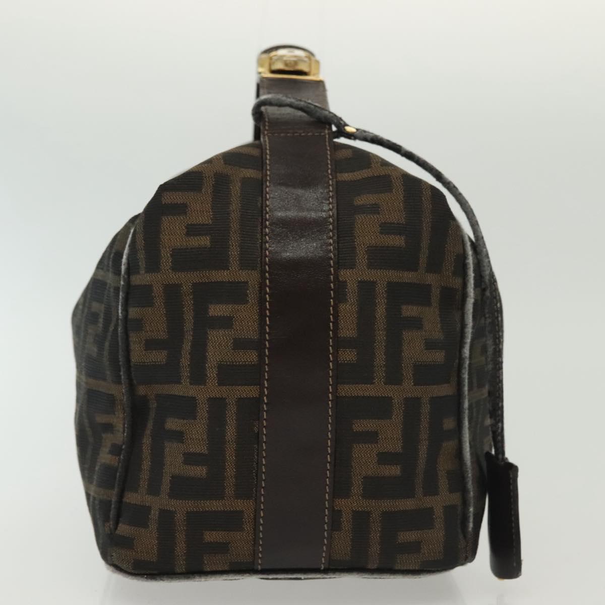 FENDI Zucca Canvas Vanity Pouch Black Brown Auth 129688