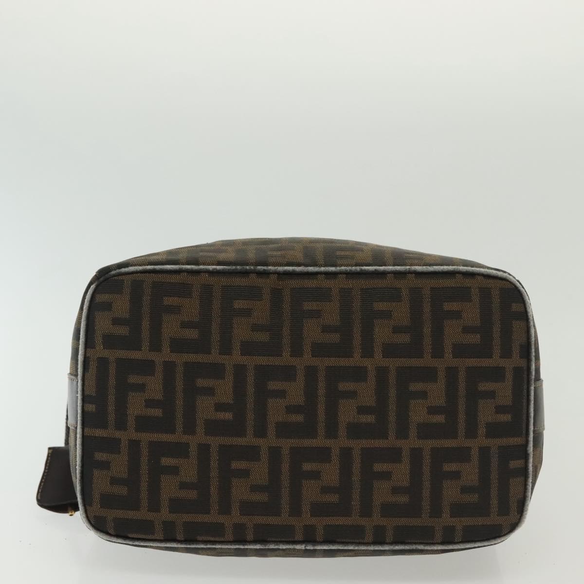 FENDI Zucca Canvas Vanity Pouch Black Brown Auth 129688
