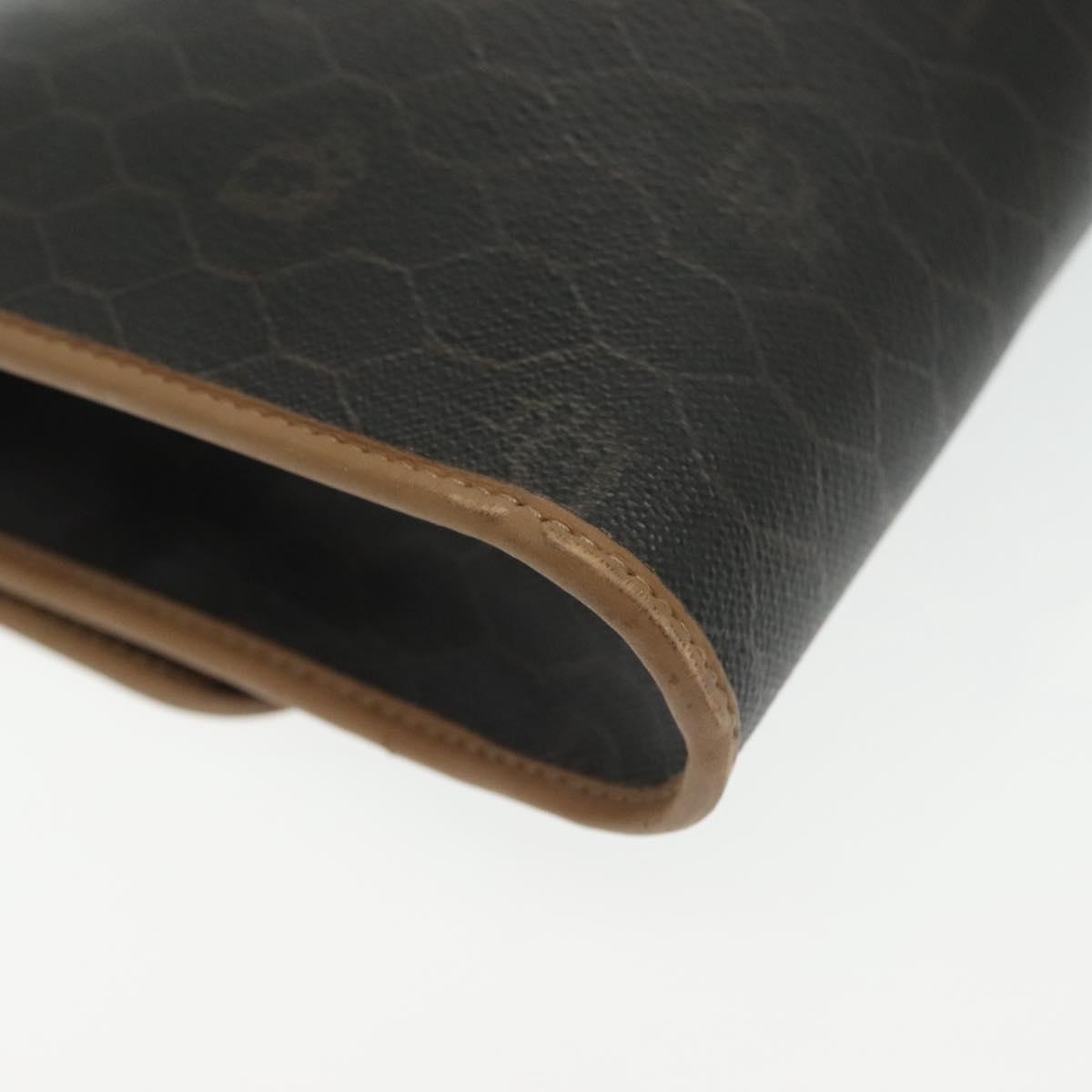 Christian Dior Honeycomb Canvas Chain Shoulder Bag PVC Black Gold Auth 129697