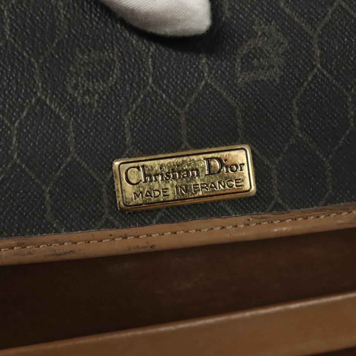 Christian Dior Honeycomb Canvas Chain Shoulder Bag PVC Black Gold Auth 129697
