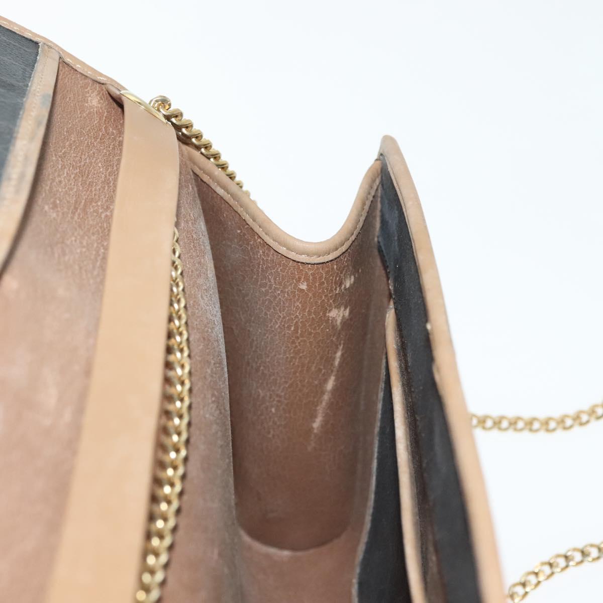 Christian Dior Honeycomb Canvas Chain Shoulder Bag PVC Black Gold Auth 129697