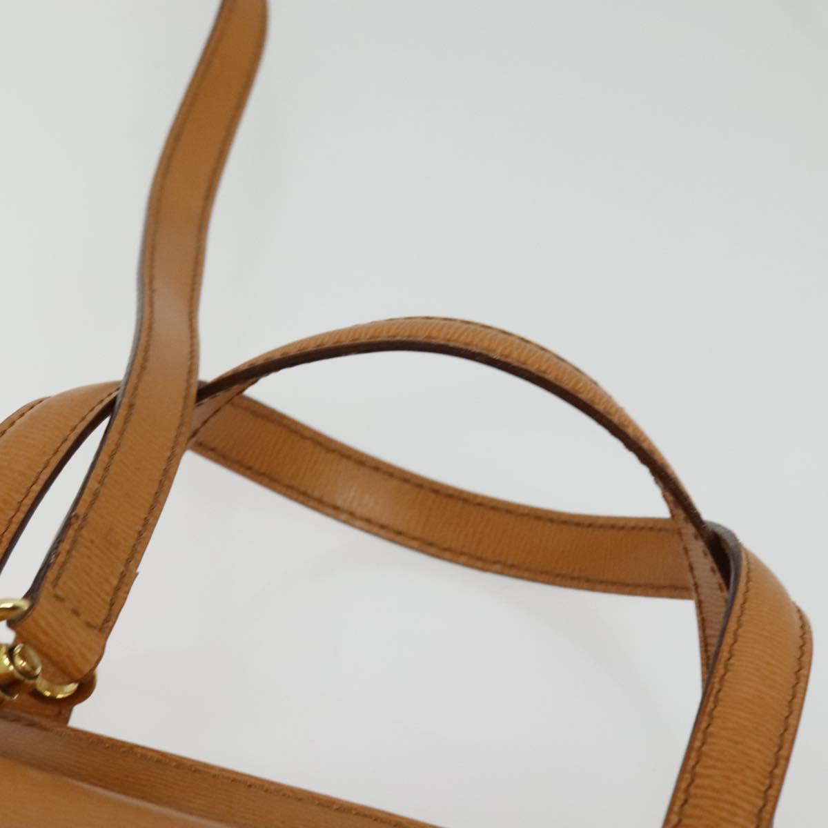 Christian Dior Hand Bag Leather 2way Brown Gold Auth 129698