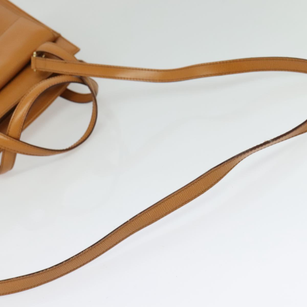 Christian Dior Hand Bag Leather 2way Brown Gold Auth 129698