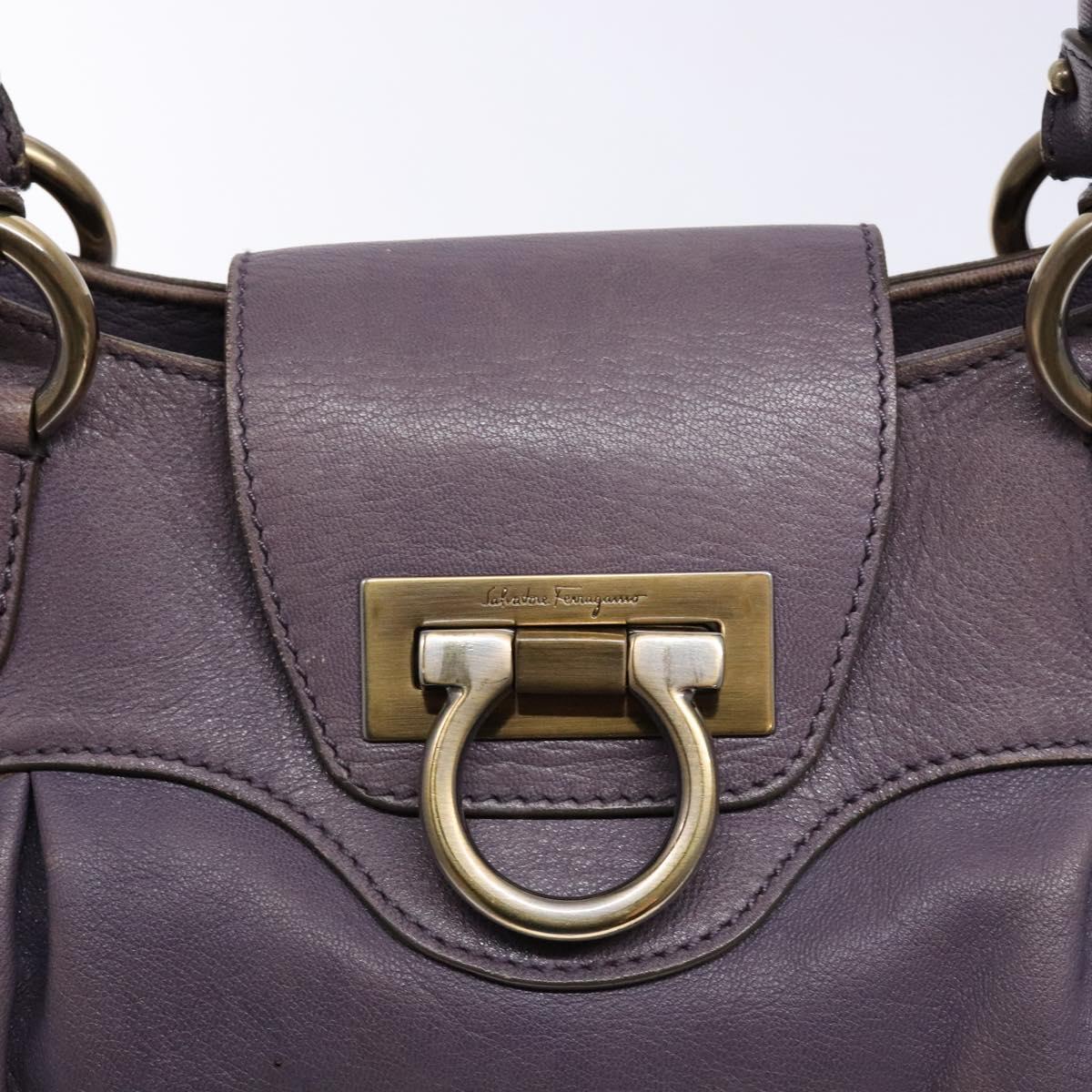 Salvatore Ferragamo Gancini Hand Bag Leather Purple Auth 129700