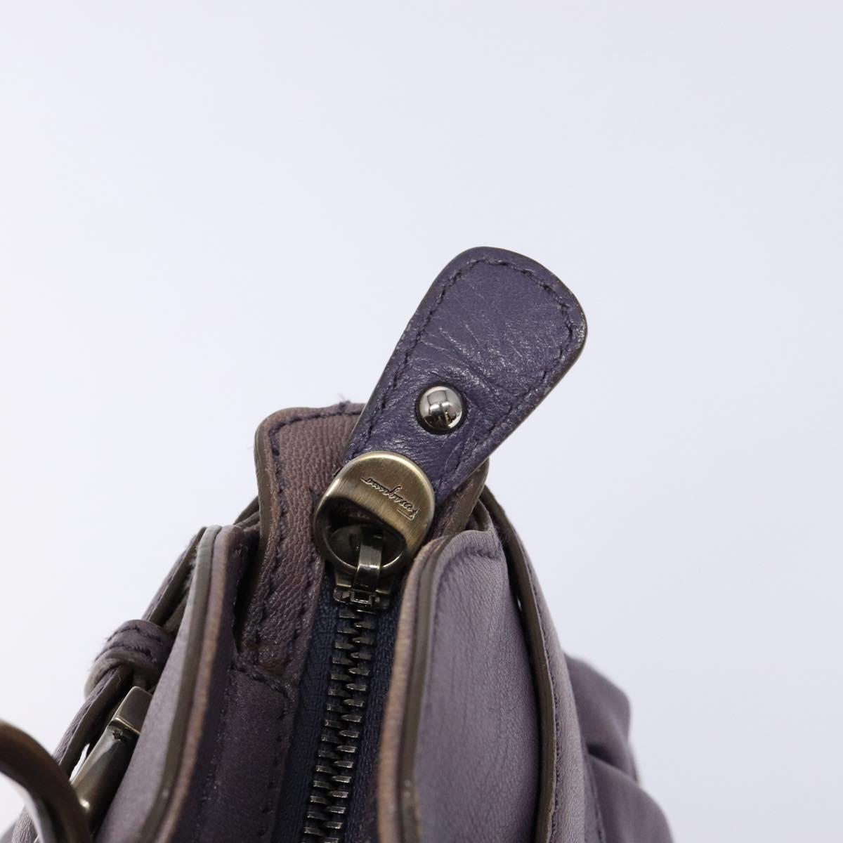 Salvatore Ferragamo Gancini Hand Bag Leather Purple Auth 129700