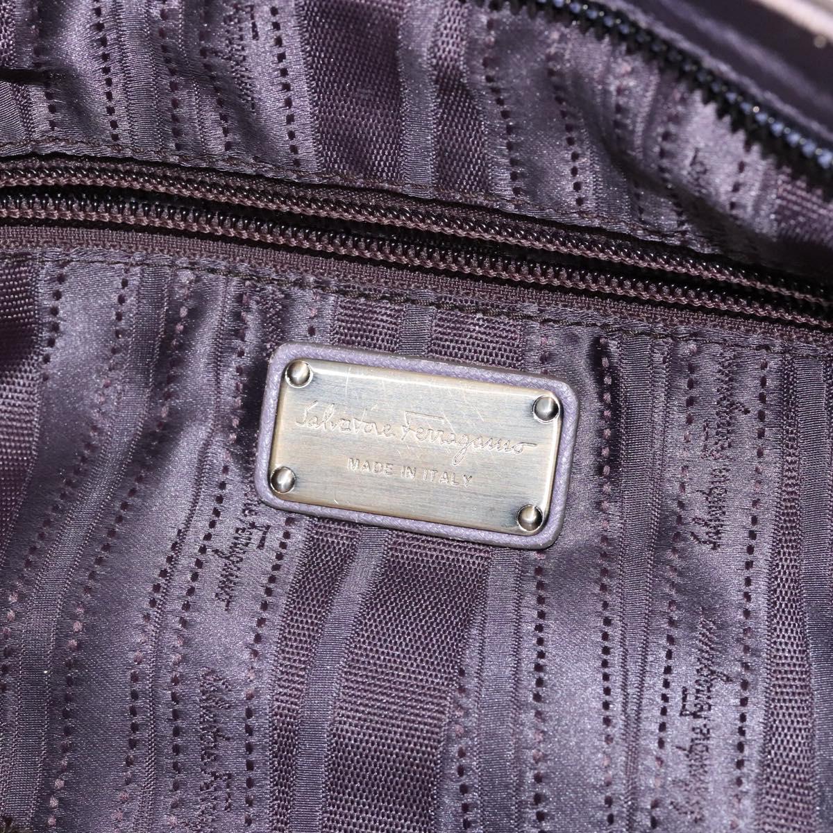 Salvatore Ferragamo Gancini Hand Bag Leather Purple Auth 129700