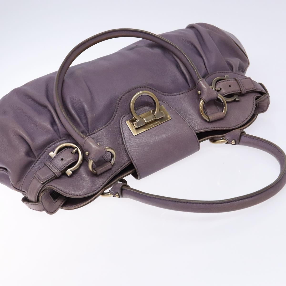 Salvatore Ferragamo Gancini Hand Bag Leather Purple Auth 129700